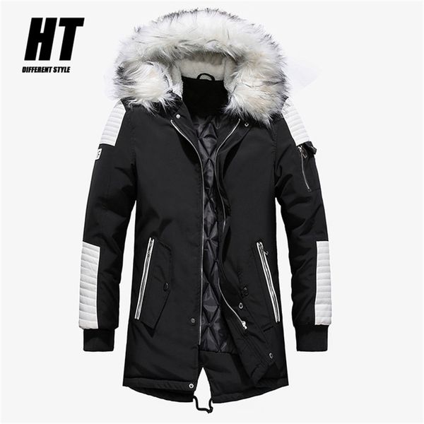 

winter jacket men thicken warm parkas men casual long outwear hooded collar jackets coats parkas hombre invierno drop 211103, Black