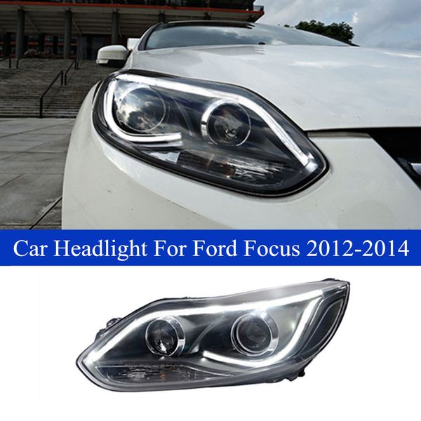Головной свет для Ford Focus Светодиодные фары Сборка Динамический поворот сигнал высокого луча Угол Engle Eleage Heak Angle 2012-2014