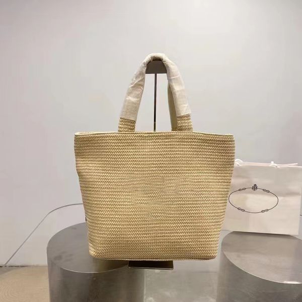 

2022 ladies woven tote bag brand shopping bag letters vacation style