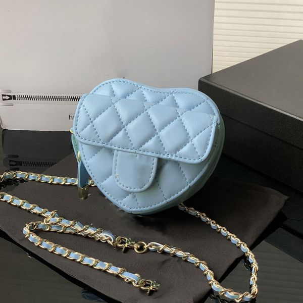 

designer totes shoulder 22p 14cm mini heart lover style lambskin waist bust crossbody quilted gold metal hardware matelasse chain vanity cos