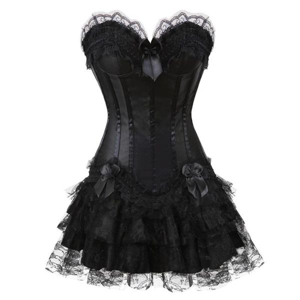 Bustiers Korsetts Gothic Kleider mit Röcken Set Plus Size Vintage Overbust und Spitze verstellbar Sexy Fashion CorsetBustiers