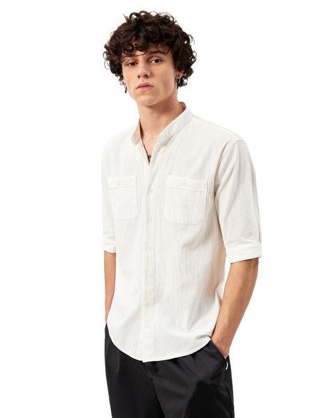

men dual flap pocket shirt 00mx#, White;black