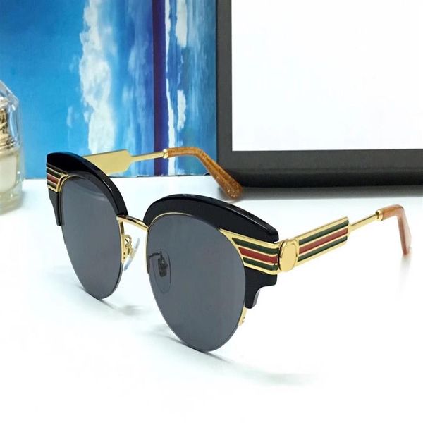 

luxury 0283 sunglasses for women designer 0283s oval summer style rectangle half frame uv protection come with package229o, White;black