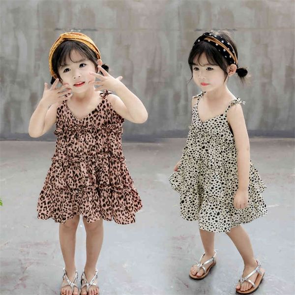 

dresses for girls leopard party baby girl beach dress kids dress summer girls clothes 210412, Red;yellow