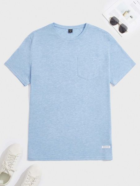 

men letter patch detail pocket front tee m0x9#, White;black