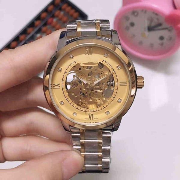 

onega watches wristwatch luxury designer fire steel band hollowed out mechanical watch, Slivery;golden