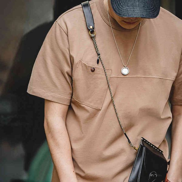 

men's t-shirts [exclusive payment]madden tooling two needle simple solid color pocket t-shirt round neck loose short sleeve men's, White;black