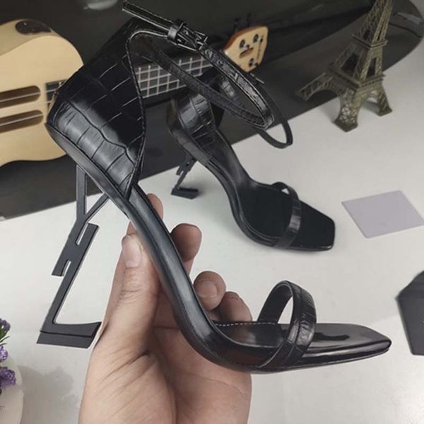 

classics women shoes heels sandals fashion beach thick bottom dress shoe alphabet lady sandal leather high heel lides by okgfr 05, Black