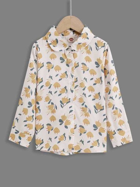 

toddler girls peter pan collar floral print blouse she, White;black