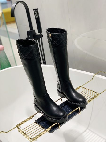 

womens fashion knee boots classic genuine leather exquisite appearance elegant temperament, Black