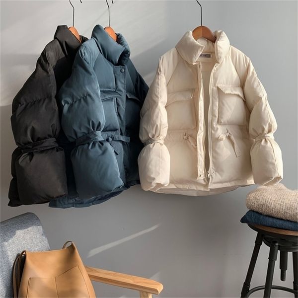 

cotton-padded clothes women's korean-style short cotton overcoat floral sleeves loose-fit down cotton coat women puffer jacket 201212, Black