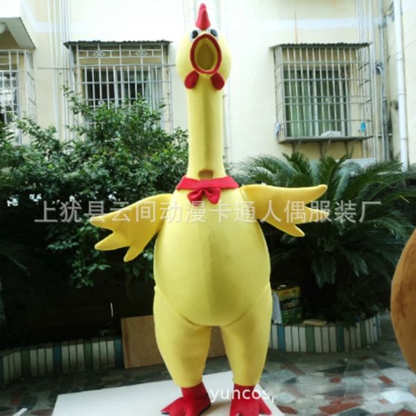 Simpatico costume da pollo giallo per mascotte animale adulto Fursuit Promozione pubblicitaria Walking Cartoon Fowl Performance Clothing
