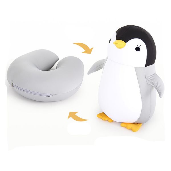 Cuscino per aereo a forma di U Penguin Cuscini carini deformazione cuscini da viaggio per il cuscinetto per dormire per bambini gioca al collo-pillow-vial