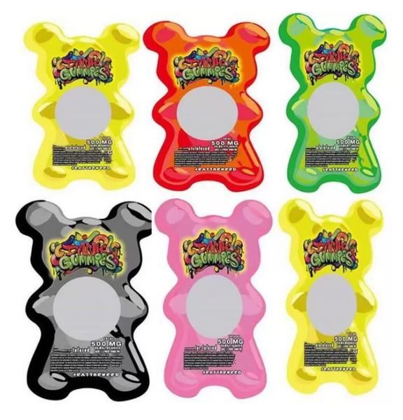 

unique shape die cut dank bags 500mg zip lock retail packaging worms bears bag mylar