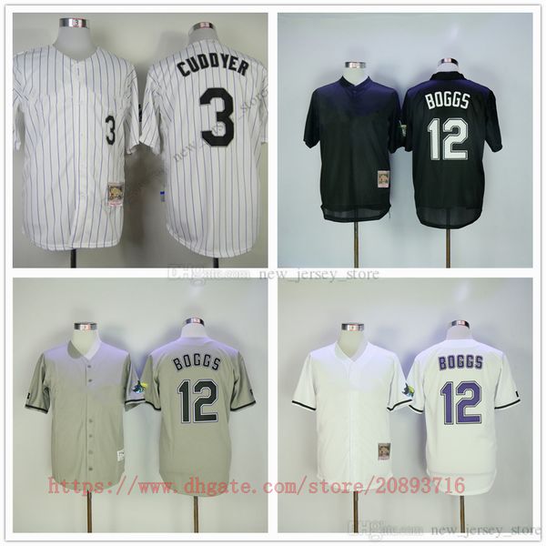 

movie college mitchellness baseball wears jerseys stitched 12 wadeboggs 3 michaelcuddyer all stitched name number breathable sport sale high, Black