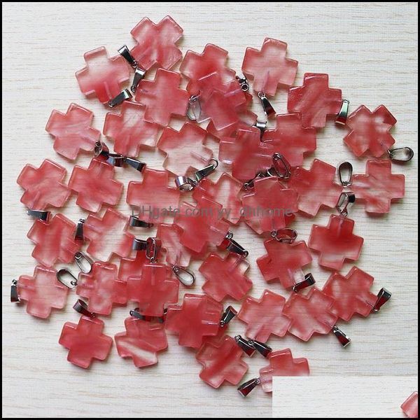 Подвесные ожерелья подвески ювелирные украшения натуральный арбуз красный камень форма 20х20 мм для серьги DIY Maki DH1T0