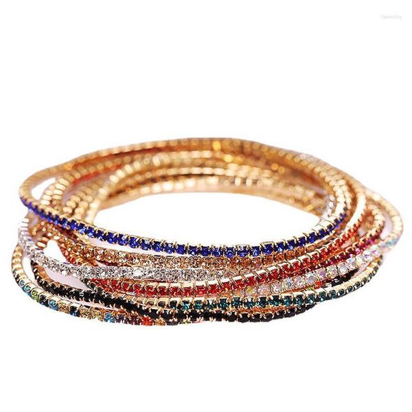 Perlenstränge Elastische Frauen Armbänder kleiner roségold silbrig quadratischer Acryl runde Hämatit Facettenkristallperlen Armband für Lady Fawn22