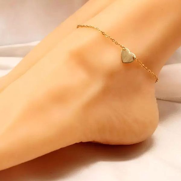 

girl fashion simple heart anklet bracelet chain beach foot sandal jewelry, Red;blue