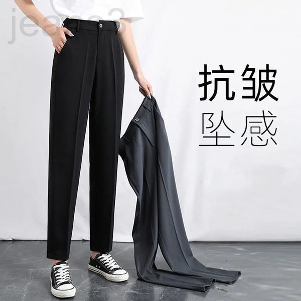 

women's jumpsuits & rompers designer [good quality]suit pants women's spring and summer nine point high waist, thin small, vertica, Black;white