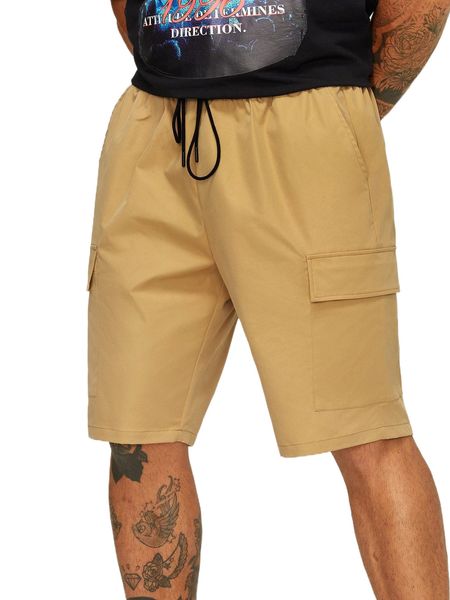 

extended sizes men flap pocket drawstring waist shorts h6wv#, White;black