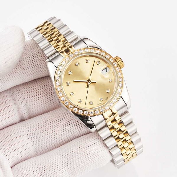 

watch gold digital edge 31 mm 36mm 2813 automatic mechanical movement adjacent angle bezel stainless steel bracelet casual watch, Slivery;brown