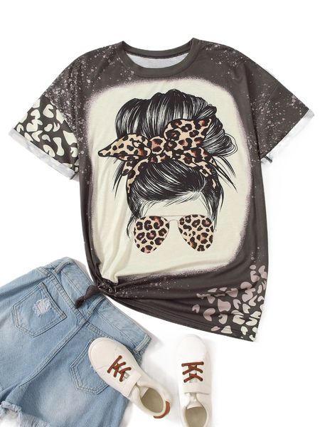 

f.igure & l.eopard print tee v1wg#, White