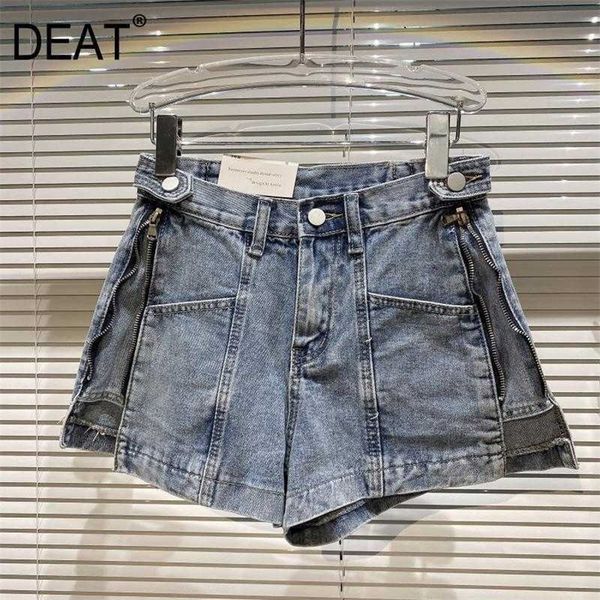 

deat women black personalized zipper retro denim shorts arrivals high waist fashion spring summer 11d134 210709, White;black