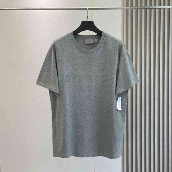 

50% discount essentials god fear double of line fog high street loose short sleeve three-dimensional silicone trend t-shirt men and women fa, White;black