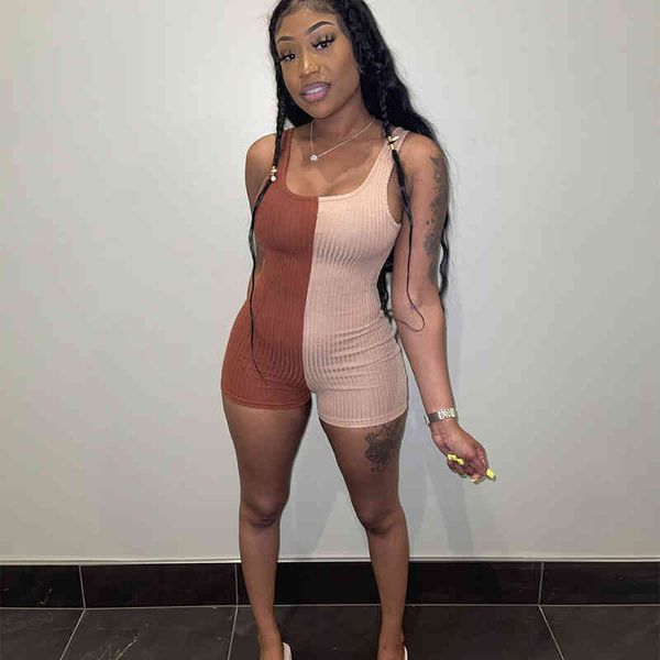 

women's dresses wear spring and summer 2022 new style square collar color wrapped chest splicing sleeveless fashion jumpsuit club party, Black;white