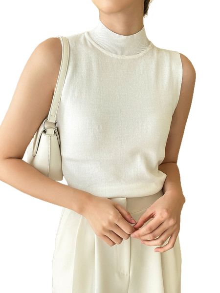 

dazy mock neck sweater vest 06vb#, White;black