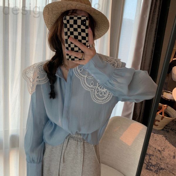 

women's blouses & shirts designer sp original lace doll collar long sleeved shirt women's french court style design 2ysw, White