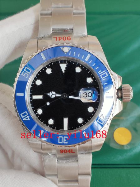 

sell ui mens watch blue bezel wristwatchesblue bezel mechanical classic 40mm sub black dial v3 2813 automatic day date movement fashion manu, Slivery;brown