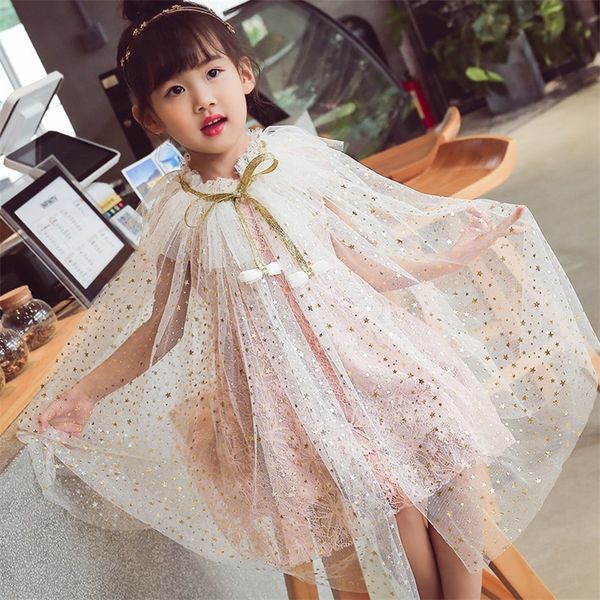 Sommer Mädchen Kleid Blazer Kinder Schal Baby Strand Tragen Prinzessin Jacke Mantel Baby Chiffon Tüll Pailletten Mantel Boutique Cape LJ20117