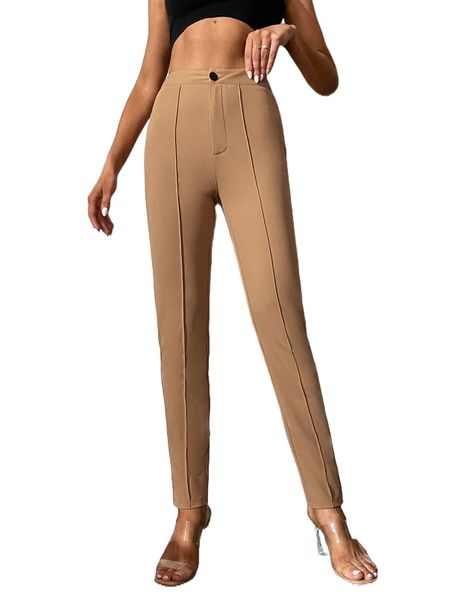 

tall high waist seam detail pants t5iv#, Black;white