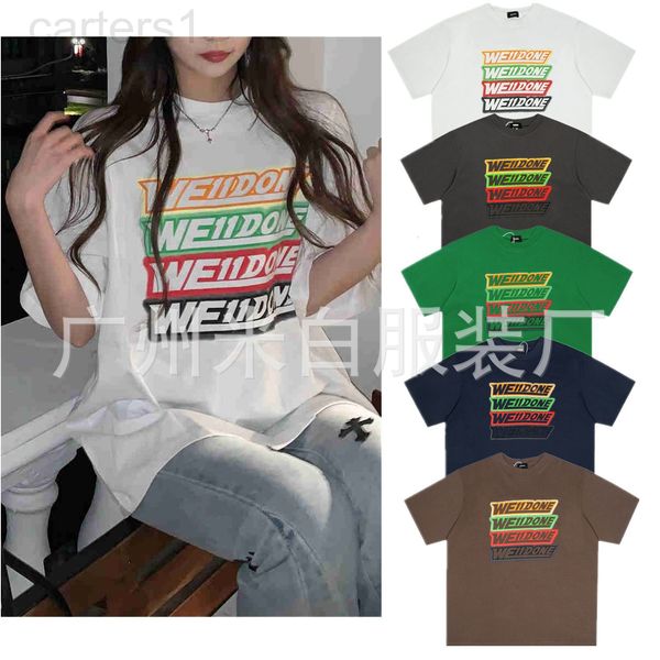 

men's t-shirts designer correct we11done rainbow bullet screen short sleeve round neck t-shirt 22 new loose korean men's and women, White;black