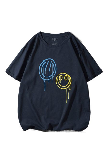 

men cartoon graphic tee 35g8#, White;black