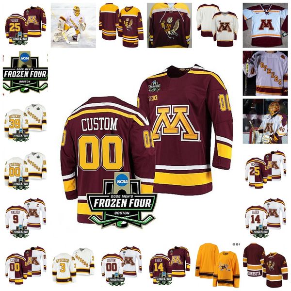 

2022 ncaa frozen four championship minnesota golden gophers hockey jersey custom 7 aaron huglen 9 sammy walker 10 tristan broz 11 jonny sore, Black