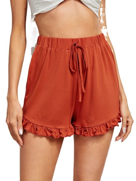 

knot front lettuce trim wide leg shorts o2av#, White;black