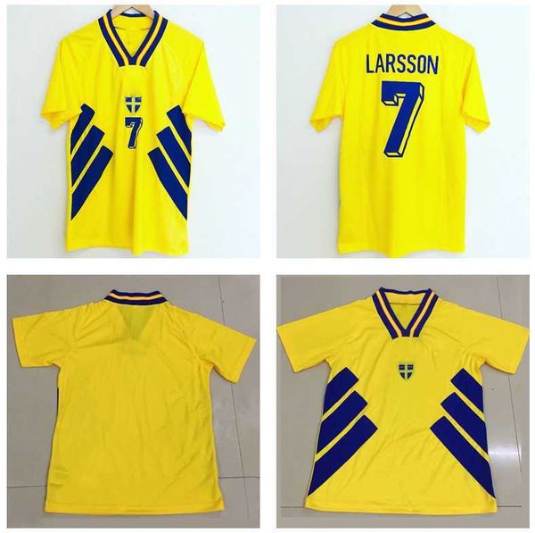 

1994 sweden larsson mens soccer jerseys national team retro dahlin brolin ingesson home yellow away, Black;yellow
