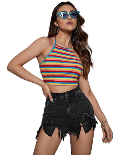 

high waist ripped raw hem denim shorts l93h#, White;black