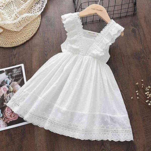 

keelorn new girls flying sleeve princess dresses 2-7y children's casual clothes fashion lace dress summer retro vestidos outfits g22051, Red;yellow