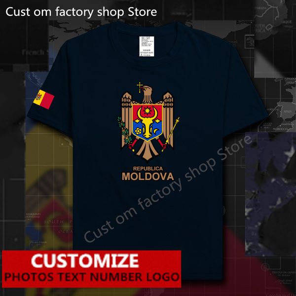 Moldova Moldovan MDA MD ÜCRETSİZ Özel Jersey hayranları DIY İsim 100 Pamuk Tişörtleri Erkek Kadın Gevşek Tişört 220616