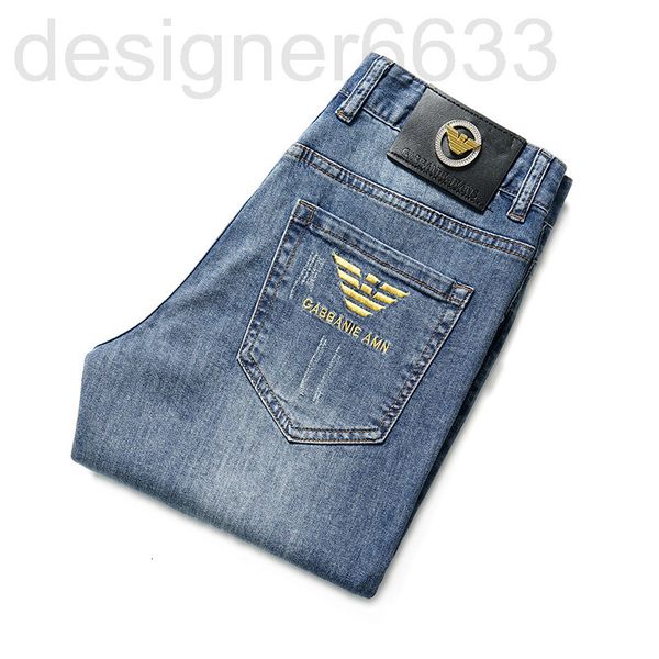 

men's jeans designer small feet slim fit cotton spring thin light blue quality trendy pants 3ayp