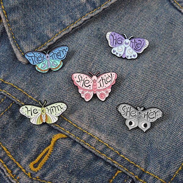

lovely butterfly enamel pin metal badge animal she her brooches women girls party lapel clothes jewelry gifts custom accessories, Gray