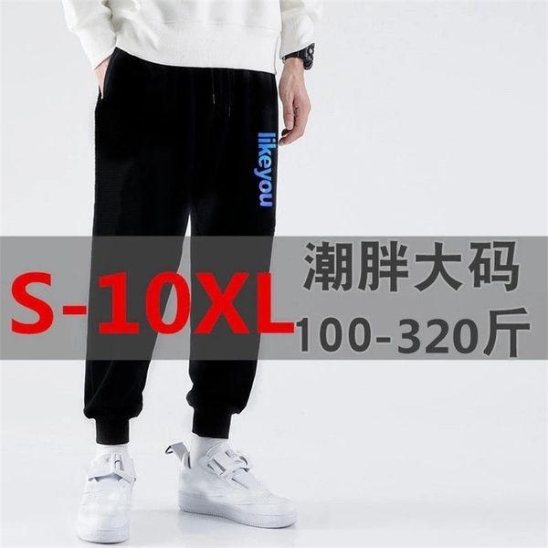 

spring summer men sports sweatpants size 7xl 8xl 9xl 10xl elasticity home pencil loose trousers 220325, Black