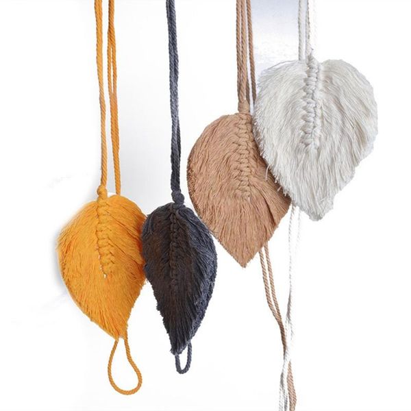 Oggetti decorativi Figurine Macrame Wall Hanging Leaf Feather Boho Decor Cotton Cord Tapestry Toy Room Nappe Home Tapisserie
