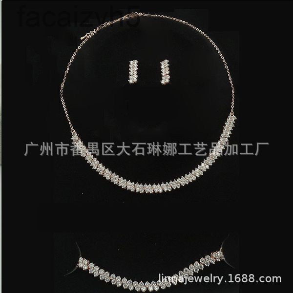

chokers designer net red tennis set jewelry copper electric real rose gold three piece setcgwj, Golden;silver