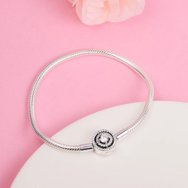 Authentische 925er-Sterlingsilber-Charm-Armbänder Stirling Christmas Moments Halo-Schlangenkette, passend für europäische Pandora-Schmuck-Charms-Perlen-DIY-Armbänder 590038C01