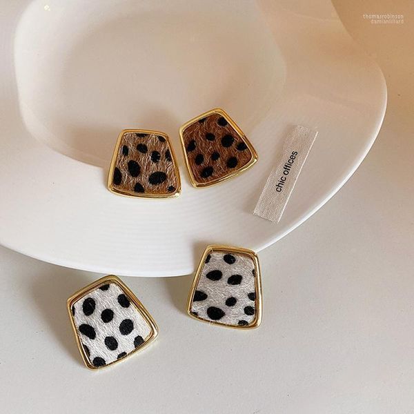 Stud TARCLIY Vintage Geometric Rectangle Plush Leopard Print Orecchino Multicolore Metal Square Orecchini Party Women Jewelry Gift1