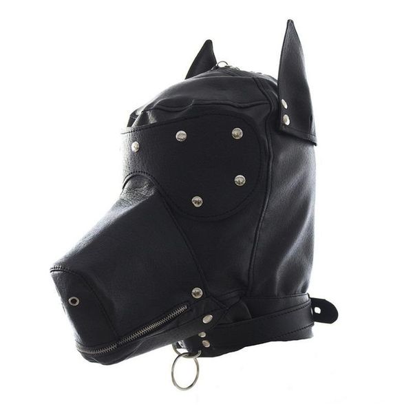 BDSM Copricapo in pelle Restrizioni per cani Giocattolo per adulti Maschera per il viso Bondage Restraints sexy